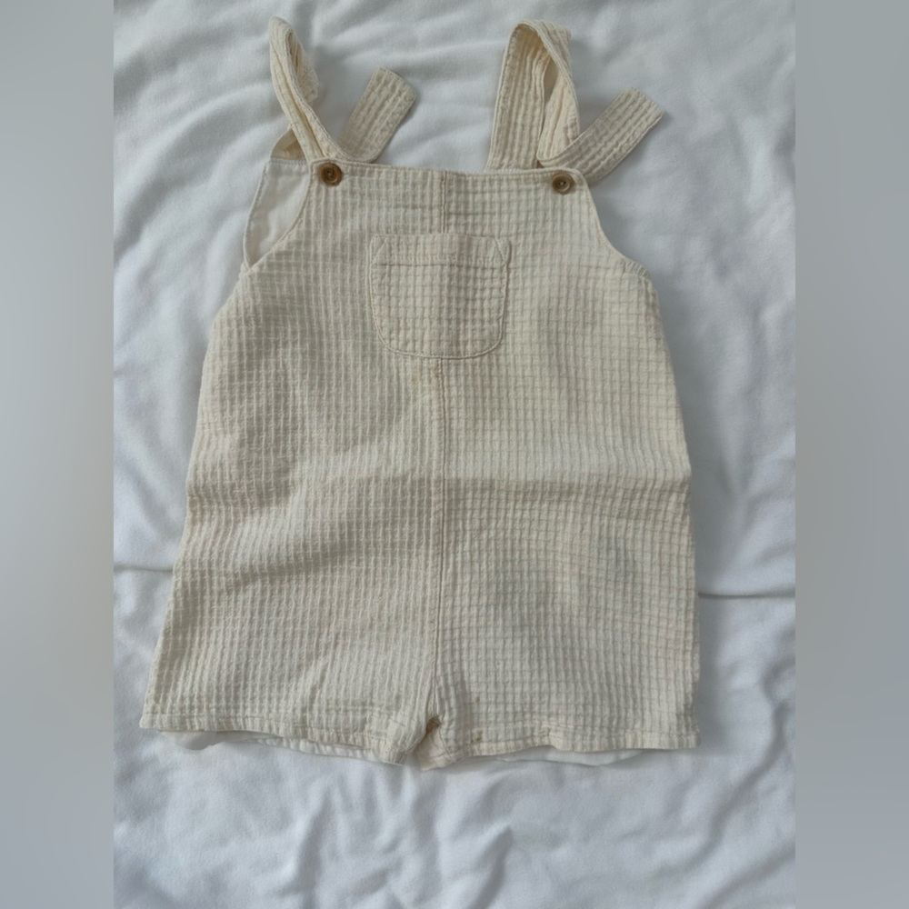 Charming Cream Knit Kids Overalls